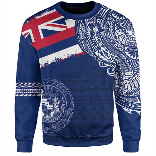 Hawaii Sweatshirt Polynesian Flag With Coat Of Arms