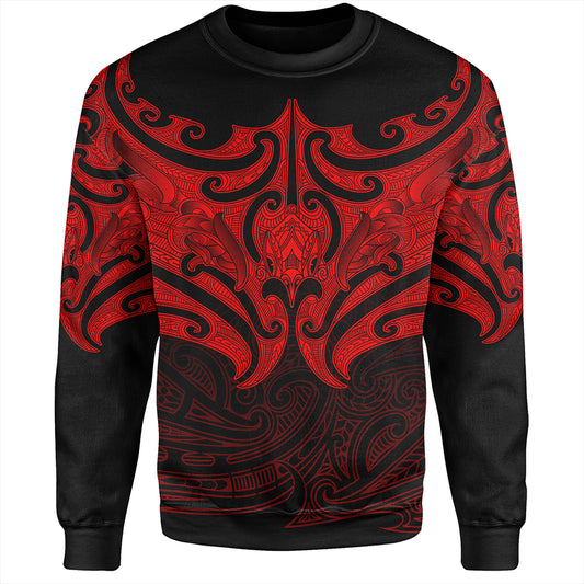 New Zealand Sweatshirt Maori Red Pattern