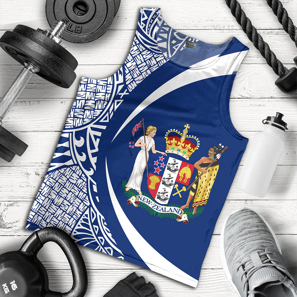 New Zealand Tank Top Coat Of Arm Lauhala White Circle