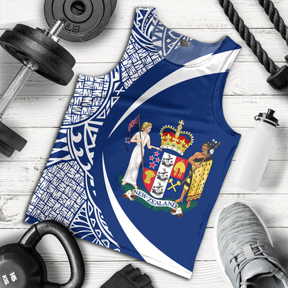 New Zealand Tank Top Coat Of Arm Lauhala White Circle