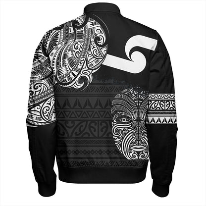 New Zealand Bomber Jacket Tino Rangatiratanga Maori Mask Black