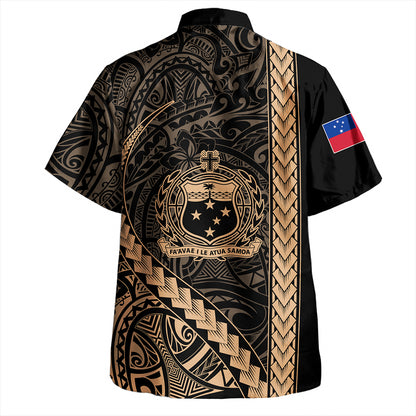Samoa Hawaiian Shirt Tribal Polynesian Coat Of Arms Gold