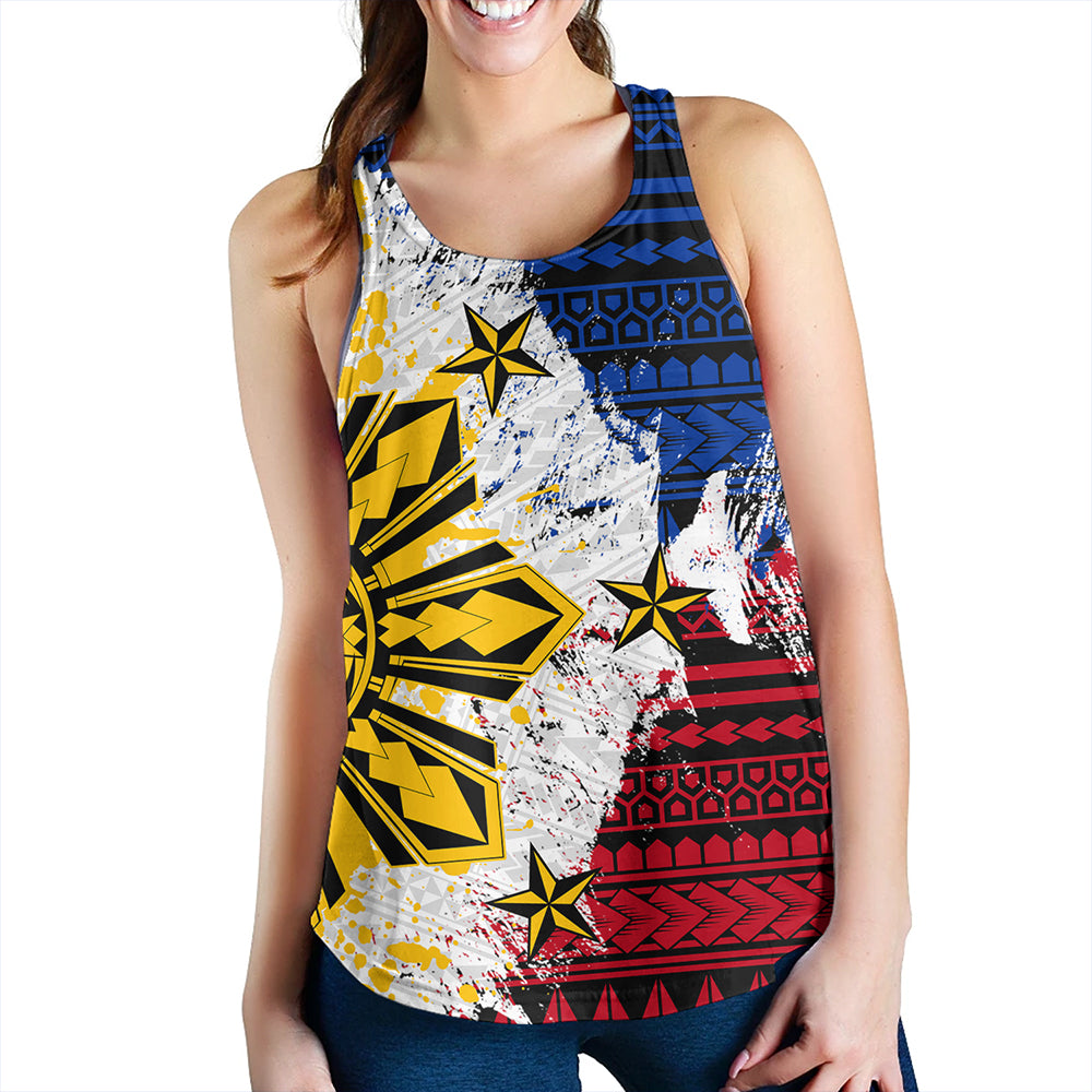 Philippines Women Tank Filipino Sun Flag Grunge Style