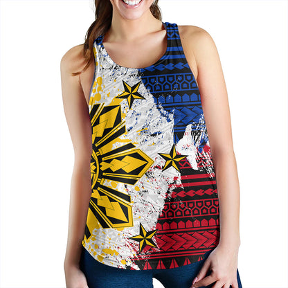 Philippines Women Tank Filipino Sun Flag Grunge Style