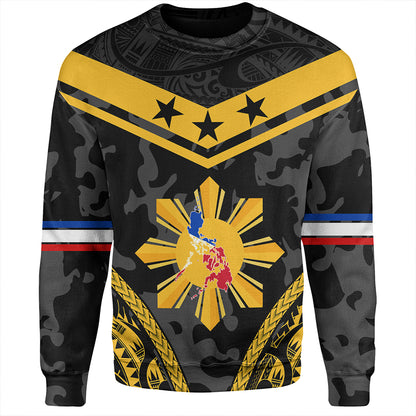 Philippines Sweatshirt Polynesian Sun Star Style Camouflage