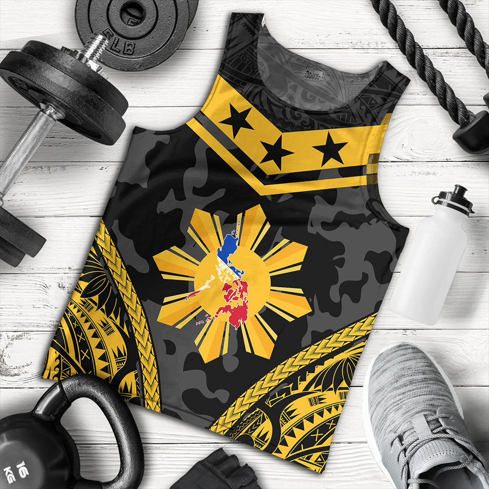 Philippines Tank Top Polynesian Sun Star Style Camouflage