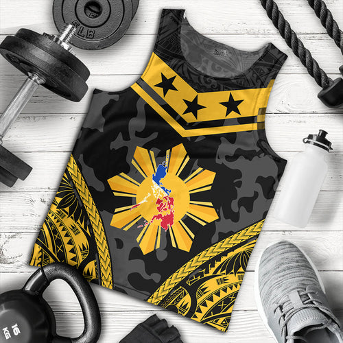 Philippines Tank Top Polynesian Sun Star Style Camouflage