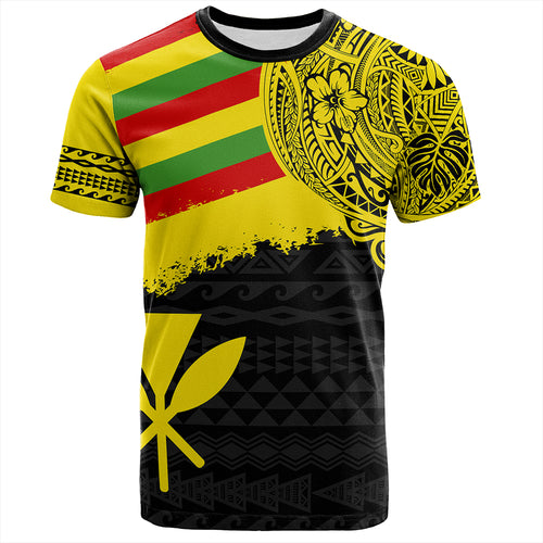 Kanaka Maoli T-Shirt Polynesian Flag With Coat Of Arms