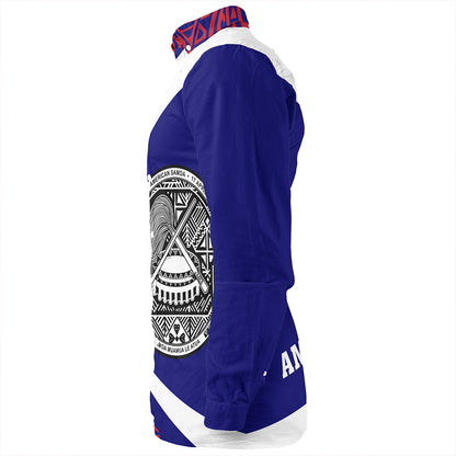 Samoa Long Sleeve Shirt American Samoa Coat Of Arm Lauhala Circle
