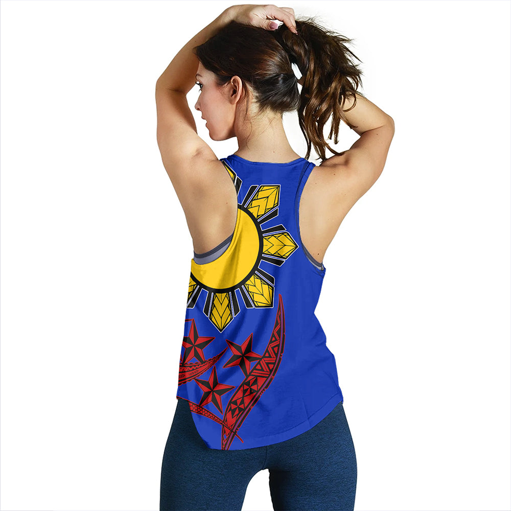 Philippines Women Tank Tribal Sun In My Heart Color Flag Style