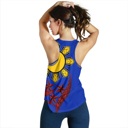 Philippines Women Tank Tribal Sun In My Heart Color Flag Style
