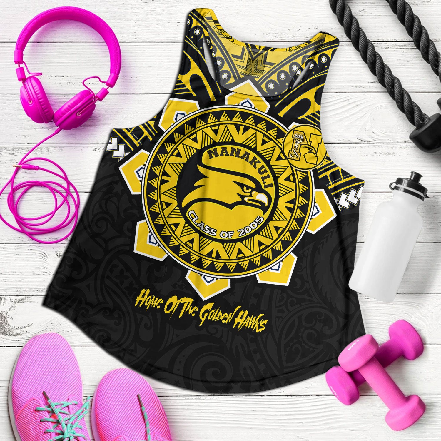 Hawaii Women Tank Custom Nanakuli High & Intermediate School Home Of Golden Hawks Tribal Style