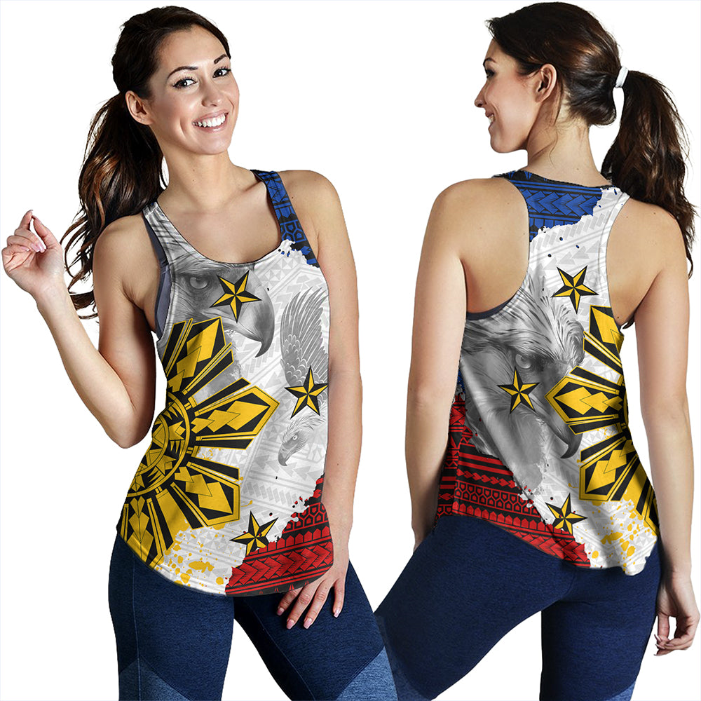 Philippines Women Tank Eagles Filipino Sun Flag Grunge Style