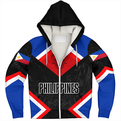 Philippines Sherpa Hoodie Water Buffalo Sun Tribal Style