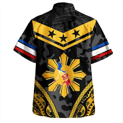 Philippines Hawaiian Shirt Polynesian Sun Star Style Camouflage