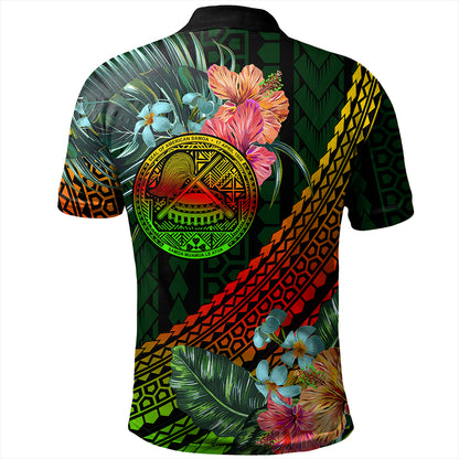 American Samoa Polo Shirt Polynesian Tropical Style Flower