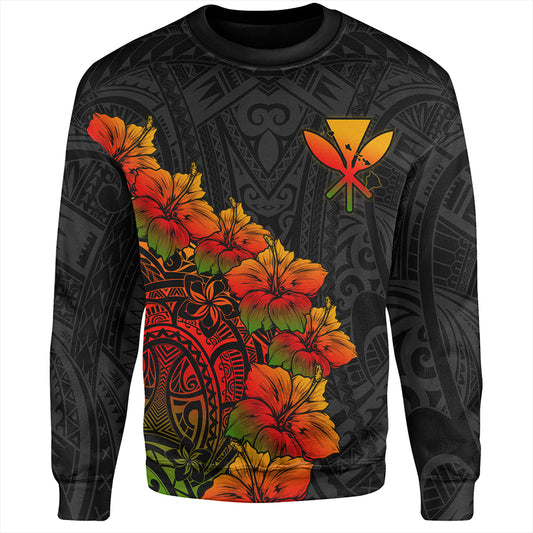 Hawaii Sweatshirt Hawaii Kanaka Map Style Tropical