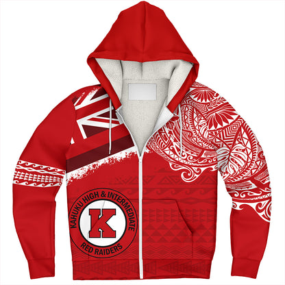 Hawaii Sherpa Hoodie Kahuku High And Intermediate School With Crest Style
