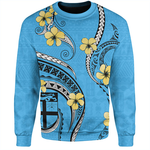 Fiji Sweatshirt Fiji Bula Style Plumeria Flower
