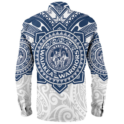 Hawaii Long Sleeve Shirt Custom Waiakea High School Super Waiakea Warriors Tribal Style