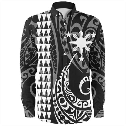 The Philippines Long Sleeve Shirt Sun White Kakau Style