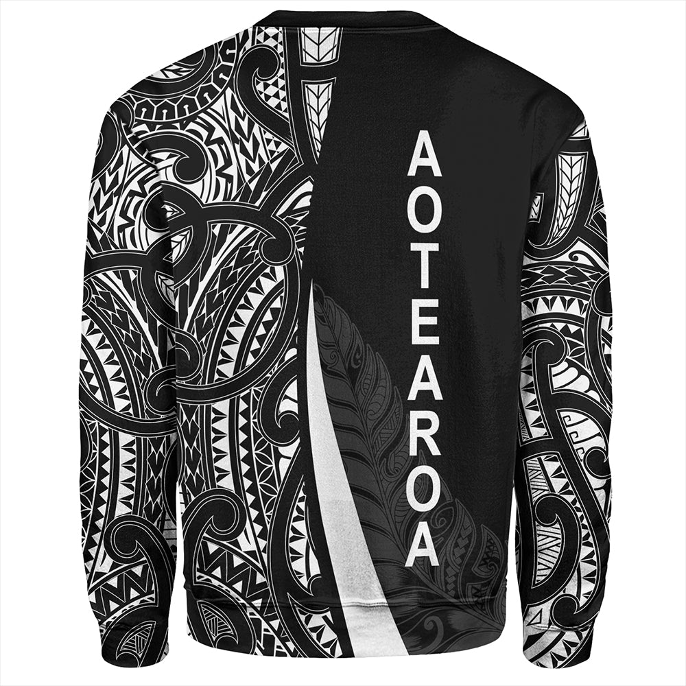 New Zealand Sweatshirt Country Aotearoa Maori Pattern Silver Fern