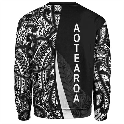 New Zealand Sweatshirt Country Aotearoa Maori Pattern Silver Fern