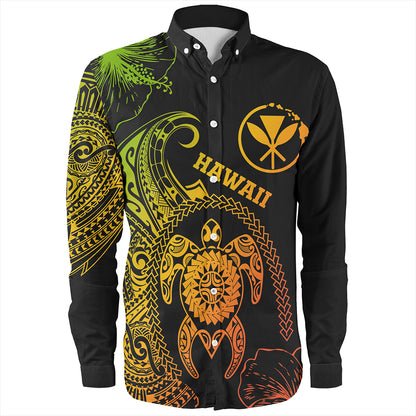 Hawaii Long Sleeve Shirt Hawaii Turtle Kanaka Reggae