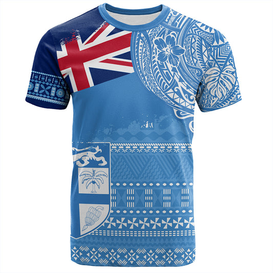Fiji T-Shirt Polynesian Flag With Coat Of Arms