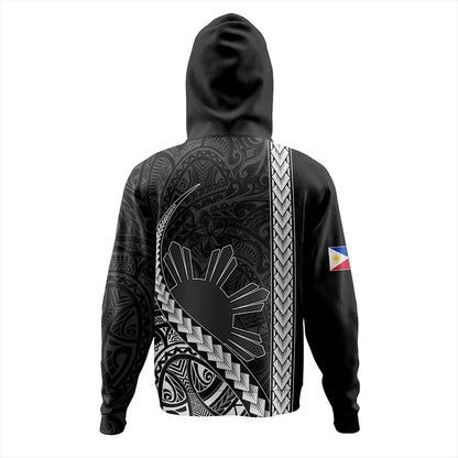 Philippines Hoodie Tribal Polynesian Sun Gray