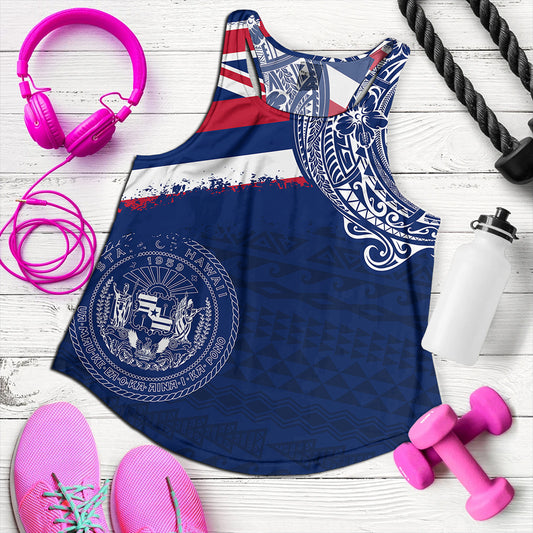 Hawaii Women Tank Polynesian Flag With Coat Of Arms