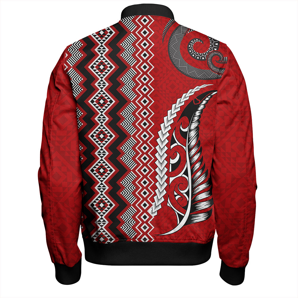 New Zealand Bomber Jacket Maori Fabic Pattern Silvers Fern