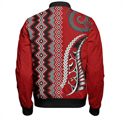 New Zealand Bomber Jacket Maori Fabic Pattern Silvers Fern