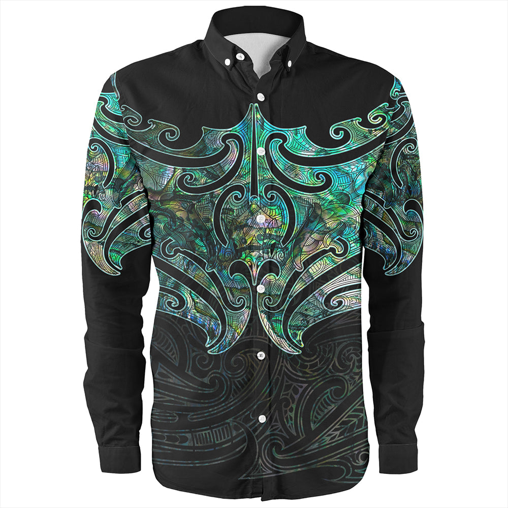 New Zealand Long Sleeve Shirt Maori Papua Shell Pattern