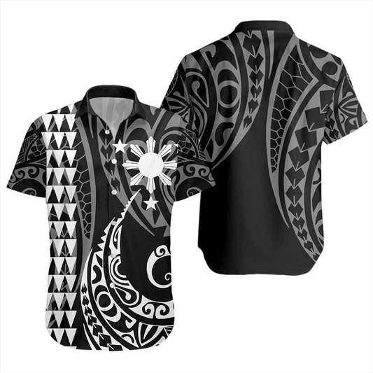 The Philippines Short Sleeve Shirt Sun White Kakau Style