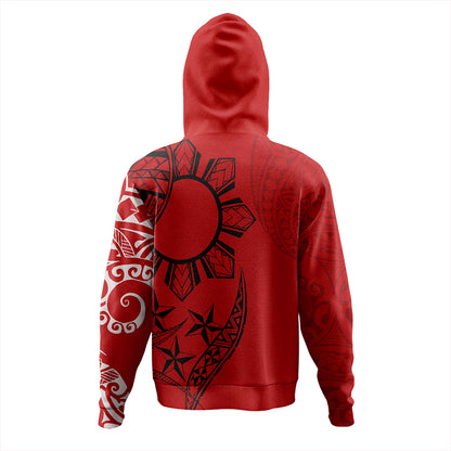 Philippines Hoodie Tribal Sun In My Heart Red Style