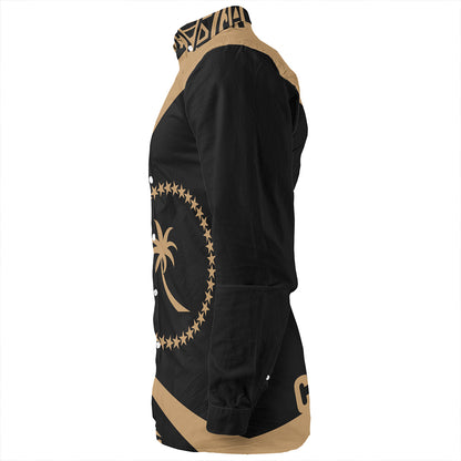 Chuuk Long Sleeve Shirt Coat Of Arm Lauhala Gold Circle