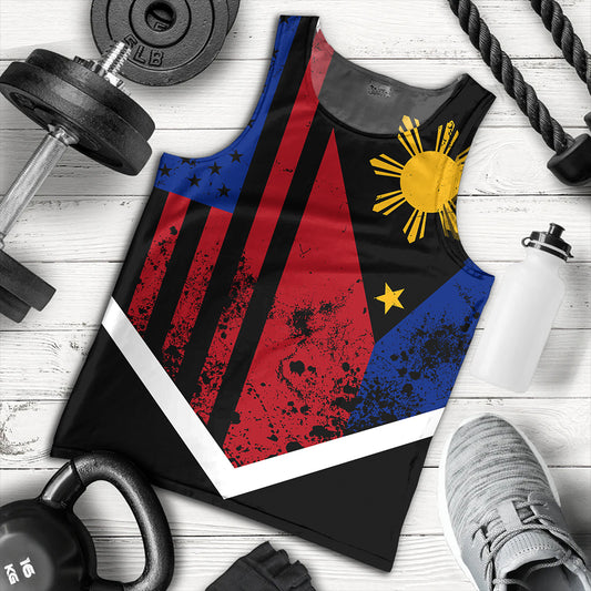 Philippines And American Tank Top Flag Half Concept Brush Style