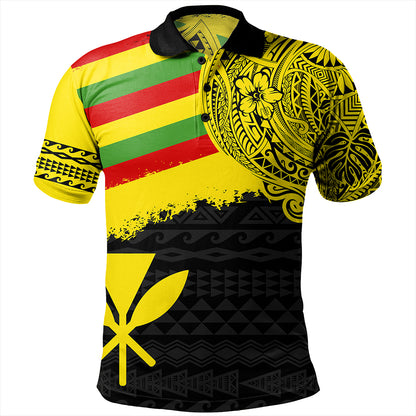 Kanaka Maoli Polo Shirt Polynesian Flag With Coat Of Arms