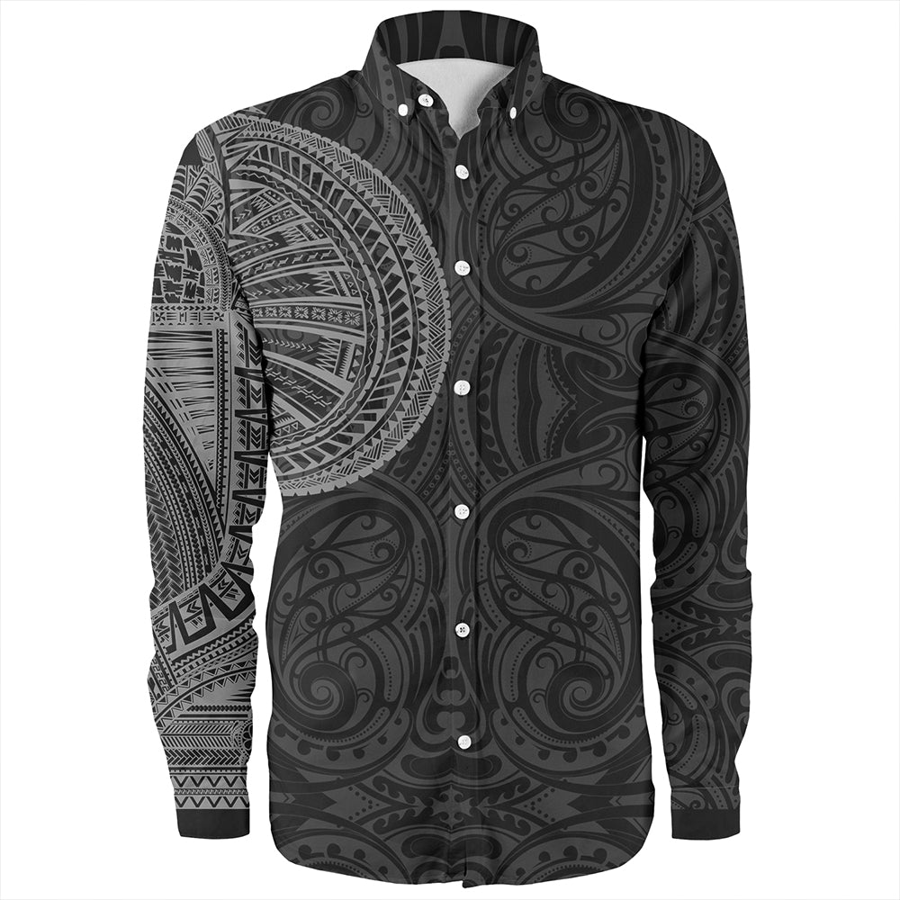 Samoa Tribal Maori Tattoo Roman Reigns Long Sleeve Shirt Gray