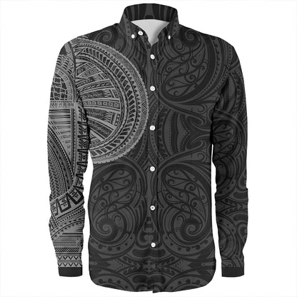 Samoa Tribal Maori Tattoo Roman Reigns Long Sleeve Shirt Gray