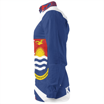 Kiribati Long Sleeve Shirt Coat Of Arm Lauhala Circle