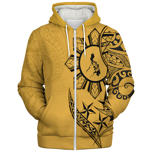 Philippines Sherpa Hoodie Tribal Sun In My Heart Gold Style