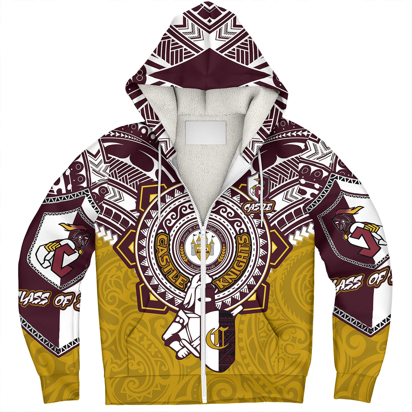 Hawaii Sherpa Hoodie Custom James B. Castle High School Super Castle Knights Tribal Style