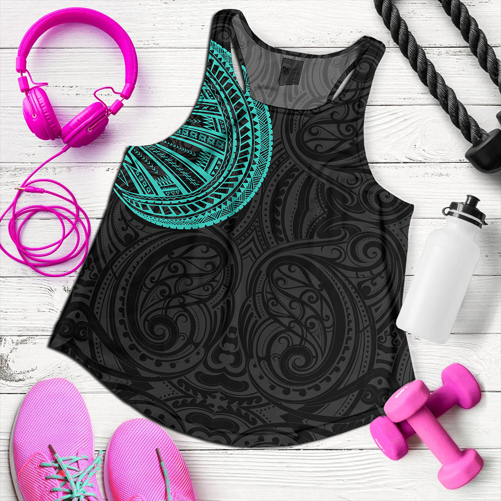 Samoa Tribal Maori Tattoo Roman Reigns Women Tank Turquoise