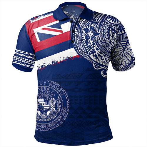 Hawaii Polo Shirt Polynesian Flag With Coat Of Arms
