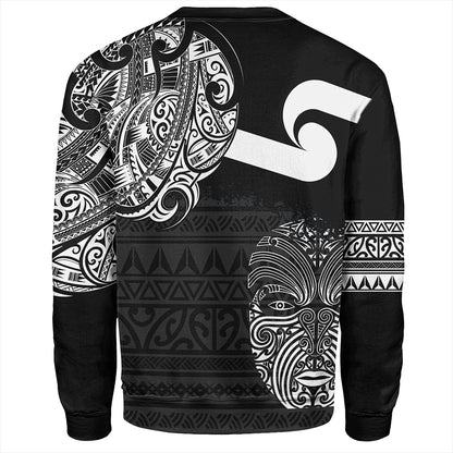 New Zealand Sweatshirt Tino Rangatiratanga Maori Mask Black