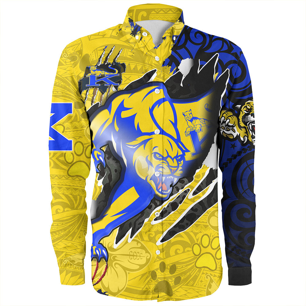 Hawaii Long Sleeve Shirt Custom Henry J. Kaiser High School Super Cougar Arm Sleeve Polynesian Tattoo