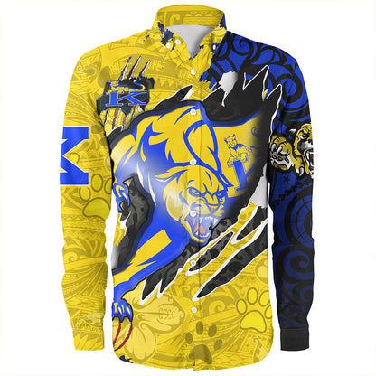 Hawaii Long Sleeve Shirt Custom Henry J. Kaiser High School Super Cougar Arm Sleeve Polynesian Tattoo