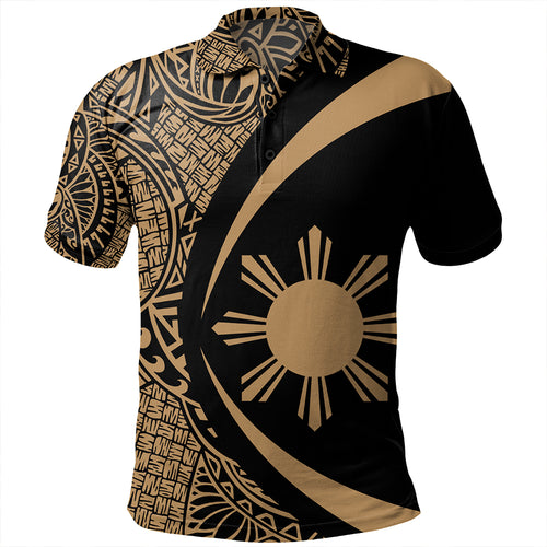 Philippines Polo Shirt Coat Of Arm Lauhala Gold Circle